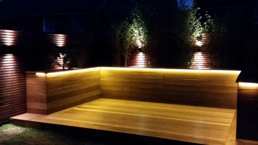 Outdoor led lighting installation example.